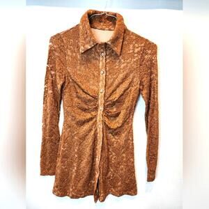 New Bodycon Brown Mini Dress Lace Cocktail Party  Stretch Dress‎ NWOT Size M